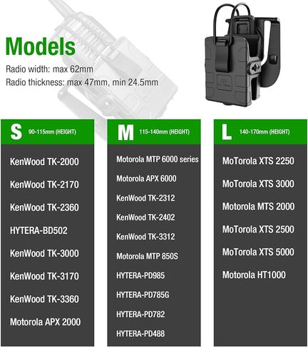 Molle Universal Radio Holster, Secure Fit, Easy Attachment for Outdoor, Tactical, and Work Use, Compatible with Motorola APX6000 XTS5000 XTS2500, Kenwood TK-2000, Hytera PD700 PD782 in Saudi Arabia