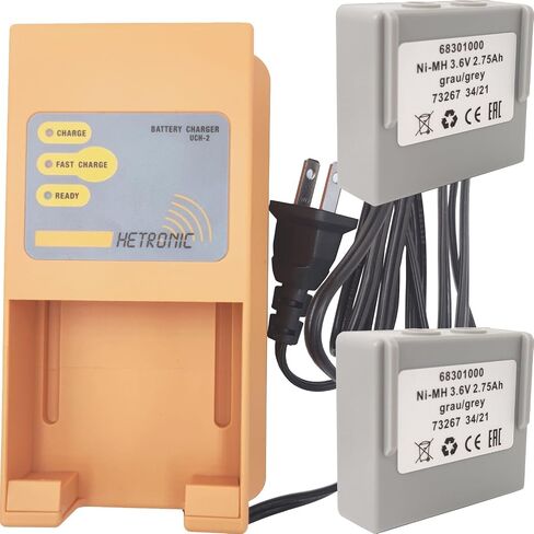 (2*Battery+1*Charger) 68301000 Rechargeable Battery 3.6V 2.75Ah Ni-MH Battery with 120V AC Charger (US Plug) for HETRONIC Remote Control, in Saudi Arabia