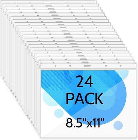 24 Pack Resealable Sheet Protectors 8.5 x 11 Inch Clear Heavy Duty Page Sleeves Plastic Waterproof Zip Document Holders for Photos Tickets Certificates Wall Sign Displays, Vertical in Saudi Arabia