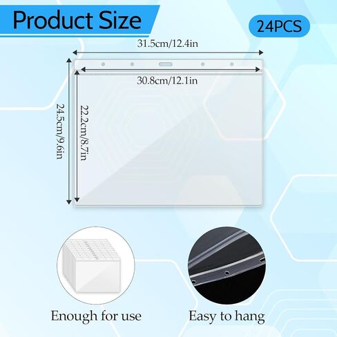 24 Pack Resealable Sheet Protectors 8.5 x 11 Inch Clear Heavy Duty Page Sleeves Plastic Waterproof Zip Document Holders for Photos Tickets Certificates Wall Sign Displays, Vertical in Saudi Arabia