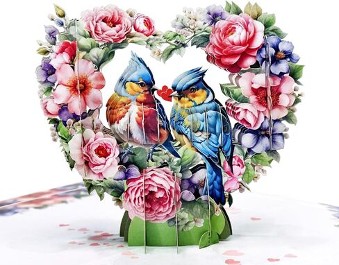 CUTPOPUP Anniversary Card Pop Up, Valentines Day, Wedding, Engagement, 3D Greeting Card (Parrot Couple) in Saudi Arabia