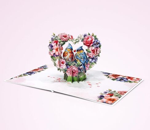 CUTPOPUP Anniversary Card Pop Up, Valentines Day, Wedding, Engagement, 3D Greeting Card (Parrot Couple) in Saudi Arabia