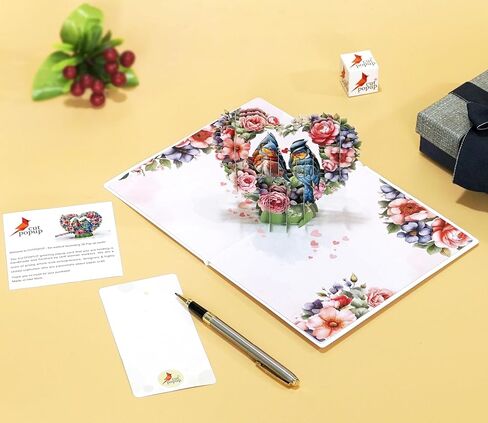 CUTPOPUP Anniversary Card Pop Up, Valentines Day, Wedding, Engagement, 3D Greeting Card (Parrot Couple) in Saudi Arabia