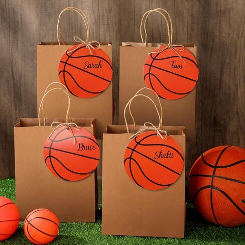 12 Sets 10.6 Inch DIY Football Paper Gift Bag Sets with Handles Personalized Football Party Favor Bags Include Tags Stickers Marker Jute Rope Paper Goodie Bundle for Sport Party Supplies in Saudi Arabia