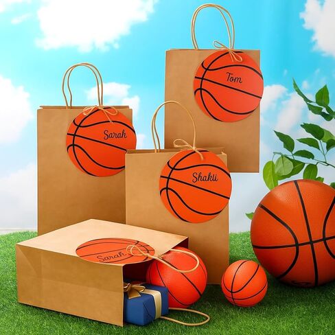 12 Sets 10.6 Inch DIY Football Paper Gift Bag Sets with Handles Personalized Football Party Favor Bags Include Tags Stickers Marker Jute Rope Paper Goodie Bundle for Sport Party Supplies in Saudi Arabia