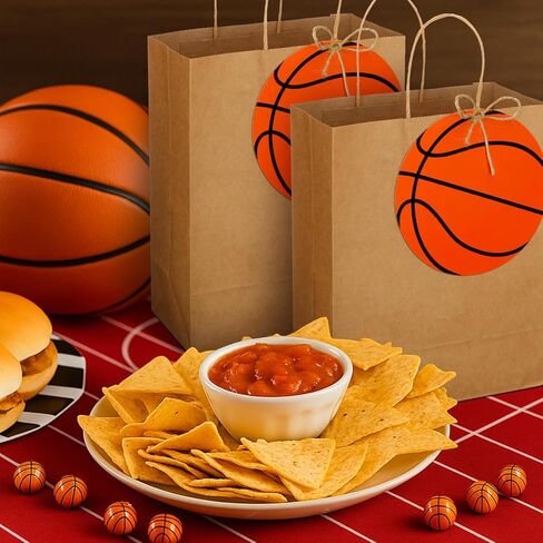 12 Sets 10.6 Inch DIY Football Paper Gift Bag Sets with Handles Personalized Football Party Favor Bags Include Tags Stickers Marker Jute Rope Paper Goodie Bundle for Sport Party Supplies in Saudi Arabia