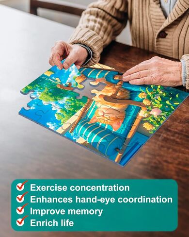 6 Pack 48 Large Piece Jigsaw Puzzles for Seniors Alzheimer Products for Elderly Dementia Activities Memory Game for Patients in Nursing Home with Storage Box in Saudi Arabia