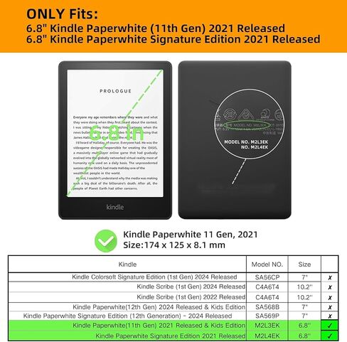 حافظة بحامل لجهاز Kindle Paperwhite الجيل الحادي عشر 2021 مقاس 6.8 بوصة - غطاء كتاب من جلد البولي يوريثان الفاخر مع تنبيه/غفو تلقائي، وأشرطة لليد in Saudi Arabia