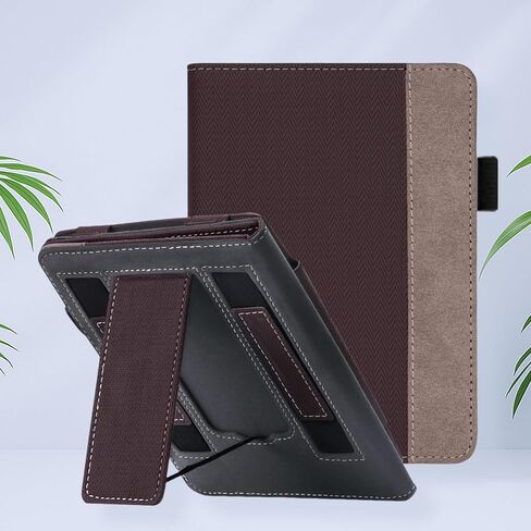 حافظة بحامل لجهاز Kindle Paperwhite الجيل الحادي عشر 2021 مقاس 6.8 بوصة - غطاء كتاب من جلد البولي يوريثان الفاخر مع تنبيه/غفو تلقائي، وأشرطة لليد in Saudi Arabia