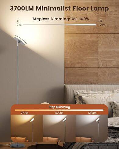 42W Bright LED Floor Lamp – 3700LM RGB Torchiere Light with Remote & Timer, 71" Tall Dimmable Standing Lamp for Living Room, Bedroom & Office – Black in Saudi Arabia