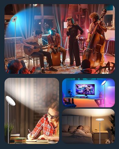 42W Bright LED Floor Lamp – 3700LM RGB Torchiere Light with Remote & Timer, 71" Tall Dimmable Standing Lamp for Living Room, Bedroom & Office – Black in Saudi Arabia