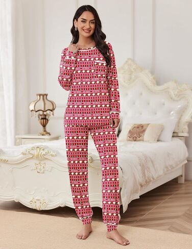 مجموعة بيجامات Ekouaer للنساء ناعمة بأكمام طويلة من Pjs مجموعات ملابس نوم قطنية S-XXL in Kuwait
