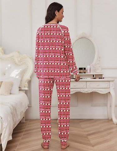 مجموعة بيجامات Ekouaer للنساء ناعمة بأكمام طويلة من Pjs مجموعات ملابس نوم قطنية S-XXL in Kuwait