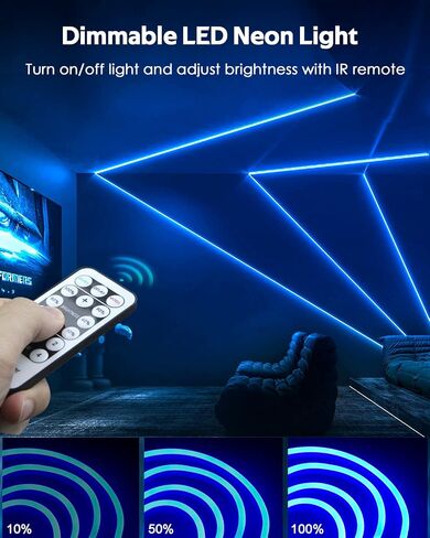 Blue Neon Rope Lights 82ft Dimmable Neon Light Strip Waterproof IP65 LED Neon Flex Strip Lights 25M 120LEDs/M 110V~130V AC Cuttable Rope Lights for Indoor Outdoor Lighting Decoration in Saudi Arabia