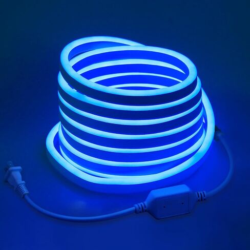 Blue Neon Rope Lights 82ft Dimmable Neon Light Strip Waterproof IP65 LED Neon Flex Strip Lights 25M 120LEDs/M 110V~130V AC Cuttable Rope Lights for Indoor Outdoor Lighting Decoration in Saudi Arabia