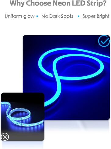 Blue Neon Rope Lights 82ft Dimmable Neon Light Strip Waterproof IP65 LED Neon Flex Strip Lights 25M 120LEDs/M 110V~130V AC Cuttable Rope Lights for Indoor Outdoor Lighting Decoration in Saudi Arabia