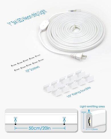 Blue Neon Rope Lights 82ft Dimmable Neon Light Strip Waterproof IP65 LED Neon Flex Strip Lights 25M 120LEDs/M 110V~130V AC Cuttable Rope Lights for Indoor Outdoor Lighting Decoration in Saudi Arabia