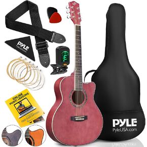 Pyle 6 String Acoustic Guitar Pack, Left, Purple, 3/4 (PGA550CAPU.X9)