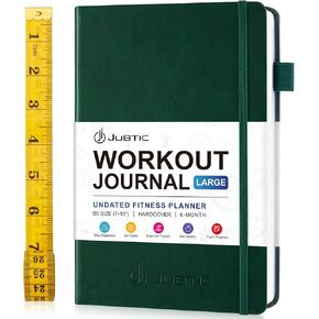 JUBTIC مجلة اللياقة البدنية والتمرين للنساء والرجال، مجلة فقدان الوزن لمدة 6 أشهر، مخطط اللياقة البدنية لتتبع تقدم التمرين، دفتر سجل التمرينات ومجلة الجري ملحقات الصالة الرياضية المنزلية - أسود in Kuwait
