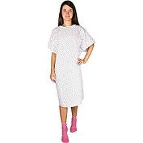 AMU Solutions 12 Pack - White Hospital Gown with Back Tie/Hospital Patient Robes with Ties - One Size Fits All - Wholesale