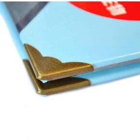 20 Pcs Vintage Bronze Corner Protectors Decorative Metal Edge Covers Antique Safety Guards Retro Right Angle Bracket for Menu Book Photo Album Scrapbook Mini Small Size (Side Length:7/8")