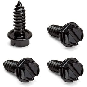 Black License Plate Screws,Rustproof Black License Plate Screws for Securing License Plates, Frames and Covers on Cars and Trucks -Set of 4 (Black Zinc Plated)