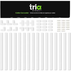 252'' Cord Hiders for TV on Wall - Cord Cover Raceway Paintable Kit 1 or 2 Cable, White Cable Cover Channel - Cable and Cord Management Home and Office, Concealer, Self Adhesive Channel