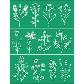 JAJADO 8Pcs Wildflower Self-Adhesive Silk Screen Stencils Bee Butterfly Bird DIY Stencils Reusable Mesh Transfers Screen Printing Stencils for Painting on Wood, T-Shirt, Chalkboard, Wall Home Decor