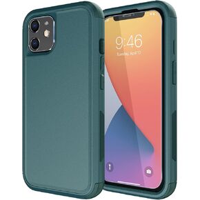 حافظة Diverbox لهاتف iPhone 11 [مقاومة للصدمات] [مقاومة للسقوط] [واقي شاشة من الزجاج المقوى]، غطاء حماية شديد التحمل لهاتف Apple iPhone 11 (أسود-3 في 1)