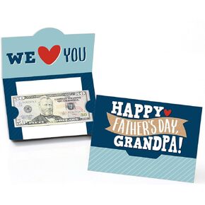 Big Dot of Happiness Grandpa, Happy Father’s Day - We Love Grandfather Money and Gift Card Holders - Set of 8