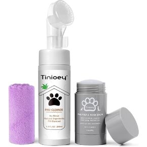 Dog Paw Care Kit | Dog Paw Cleaner for Dogs & Cats (6.8oz) | Dandelion No Rinse Clean Paws Foaming Cleanser | Pet Paw Cleaner Foot Washer w/Natural Lick Safe Dog Paw Pad Blam Stick(2.4 oz)