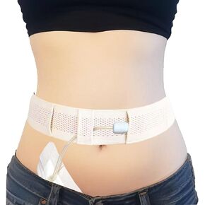 Peritoneal Dialysis Belt, PD Belts Dialysis for Men Women, Feeding Tube Belt, PD Catheter Belt, G Tube Holder Belt, Peritoneal Dialysis Catheter Accessory for Stomach Feeding Peg J Tube (S, Beige)