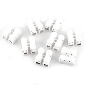 100pcs Spring Wire Connectors 10A 220V CH2 2 Pin Quick Connector Terminal Cable Clamp Terminal Block LED Strip Light Wire Connector Screw Terminal Barrier Block Plastics, White