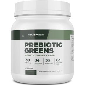 Transparent Labs Prebiotic Greens - Greens Superfood Powder & Antioxidants Supplement with Organic Spirulina, Organic Chloerra, Organic Acacia Powder, & Green Banana Powder - 30 Servings, Peach Mango