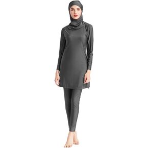 OBEEII Womens Muslim Swimsuits Full Coverage Long Sleeve Swimwear Burkini Hijab Bathing Suit