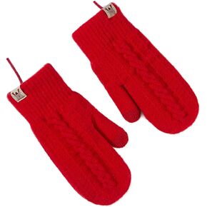 VASTLUCKY Womens Mittens Cold Weather Gloves with String Cozy Wool Knit Thick Double Layers Fleece Winter Mittens