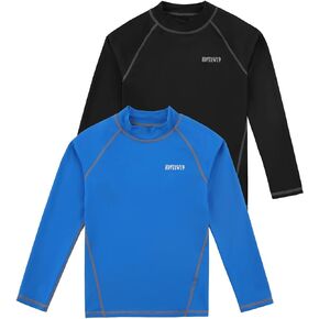 HDTIYUYP Boys Long/Short Sleeve UPF50+ Shirt Rash Guard UV Swim Tops 2Packs 3-12years