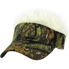 Novelty Sun Visor Cap Wig Peaked Adjustable Baseball Hat with Spiked Hair
