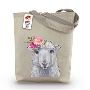 Sheep Tote Bag - Gifts For Mom - Sheep Lover Gift - Sheep Gifts For Women -Handmade Totes - Hippie Hound Studios Canvas Totes - Cute Sheep Reusable Shopping Bag - Grocery Bag - Handbag - Beach Bag