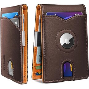 Airtag Wallet for Men,with Money Clip 11 Cards Slim Front Pocket Leather RFID Blocking Wallet with Gift Box