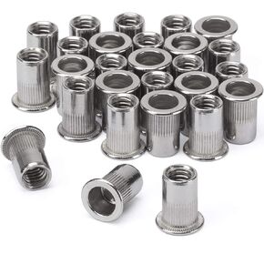 OIIKI 40pcs 5/16"-18 Stainless Steel Rivet Nuts Flat Head Insert Nutsert 5/16-18 UNC