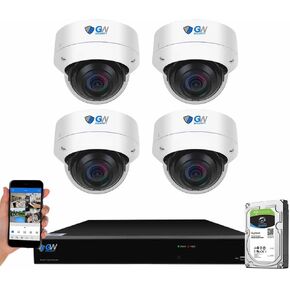 GW Security 8 Channel 12MP 4K @30FPS Face Recognition PoE Security Camera System with 4 x 12MP (4000x3000P) IP Color Night Vision Waterproof Microphone AI Dome Cameras, 10 Smart AI Functions