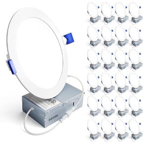 Ensenior 24 Pack 4 Inch LED Recessed Ceiling Light, Dimmable, 3000K Warm White, 750LM 9W 120V, High Brightness Canless Wafer Downlight - ETL&FCC&IC