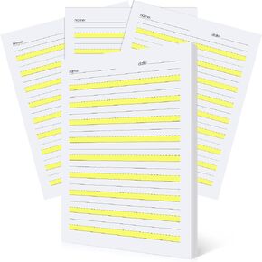 Write Beginner Paper Level 1 Paper Writing Paper with Lines and Yellow Highlighted Practice Writing Paper for Kids Proper Letter Positioning, 11 x 8.5'' (200 Sheets)