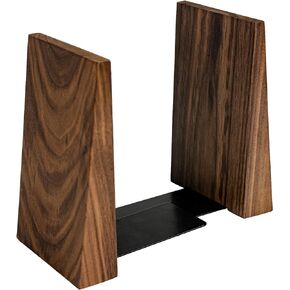 Luxdecor Wood Book End Hold Heavy Books- Decorative Bookends for Shelves, Sturdy Book Holders for Heavy Books Non Skid,Walnut Wood Bookends for Office Desk Non-Skid, 2pack Triangle Bookend