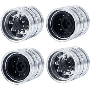Que-T 4pcs/Set Metal Rear Wheel Rims Hubs for 1:14 Tamiya Trailer Tractor Truck Climbing RC Car