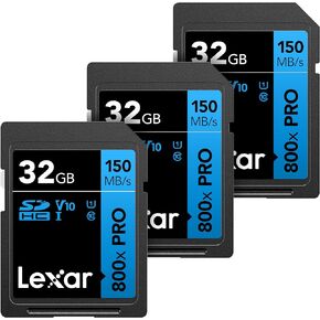 Lexar High-Performance 800x 32GB (2-Pack) SDHC UHS-I Memory Cards, C10, U1, V10, Full-HD & 4K Video, Up to 120MB/s Read, for Point-and-Shoot Cameras, Mid-Range DSLR, HD Camcorder (LSD0800032G-B2NNU)