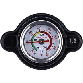 High Pressure Radiator Cap with Temperature Gauge, providing accurate temperature monitoring in real time, Fit for Honda, Kawasaki, Suzuki, Yamaha Motorcycle ATV Models 1.8 Bar, 25.6Psi