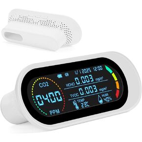Air Quality Detector CO2 Monitor Indoor 5 in 1 Smart Air Quality Meter Portable Carbon Dioxide Detector CO2/TVOC/HCHO Alarm Mini Air Quality Tester for Home/Travel/Office/School/Car in Kuwait