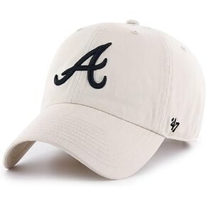 '47 Atlanta Braves Natural Clean Up Adjustable Hat, Adult One Size Fits All Off-White